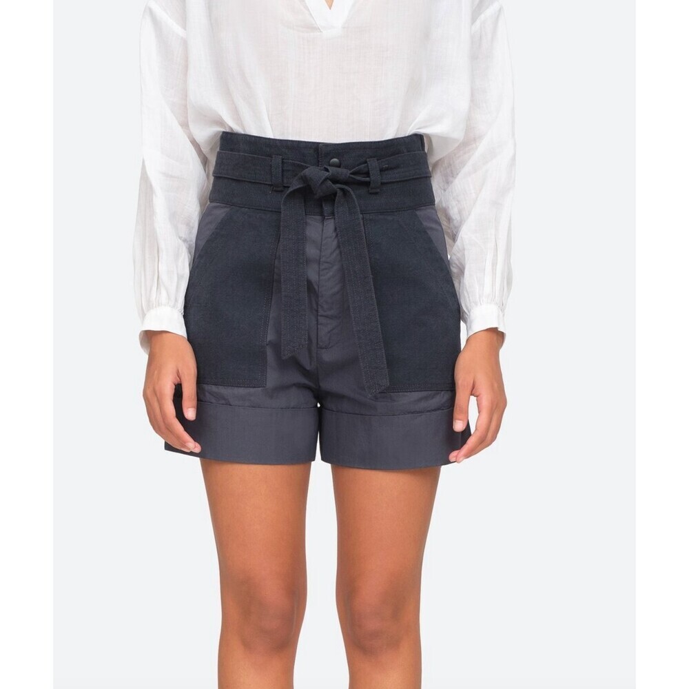 Sea New York Gabriette High Waisted Belted Shorts in Charcoal Size 2